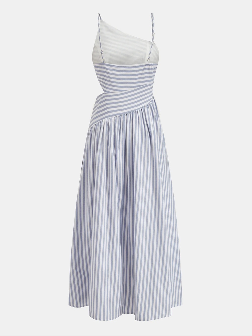 Commense Blue and White Striped One-Shoulder Cutout Midi Dress - Picture 5 of 5